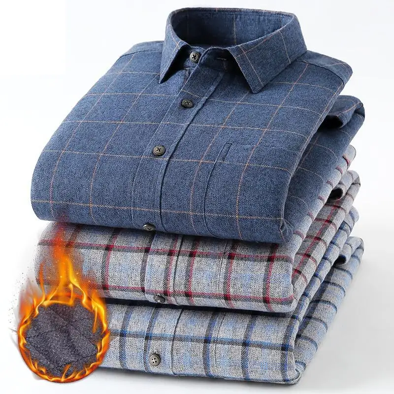 Dress Shirt High Quality Long sleeves Shirts Mens Fashion Thick 100% Cotton Shirt Winter Warm Wool Inside Casual men shirts 4XL
Dress Shirt High Quality Long sleeves Shirts Mens Fashion Thick 100% Cotton Shirt Winter Warm Wool Inside Casual men shirts 4XL