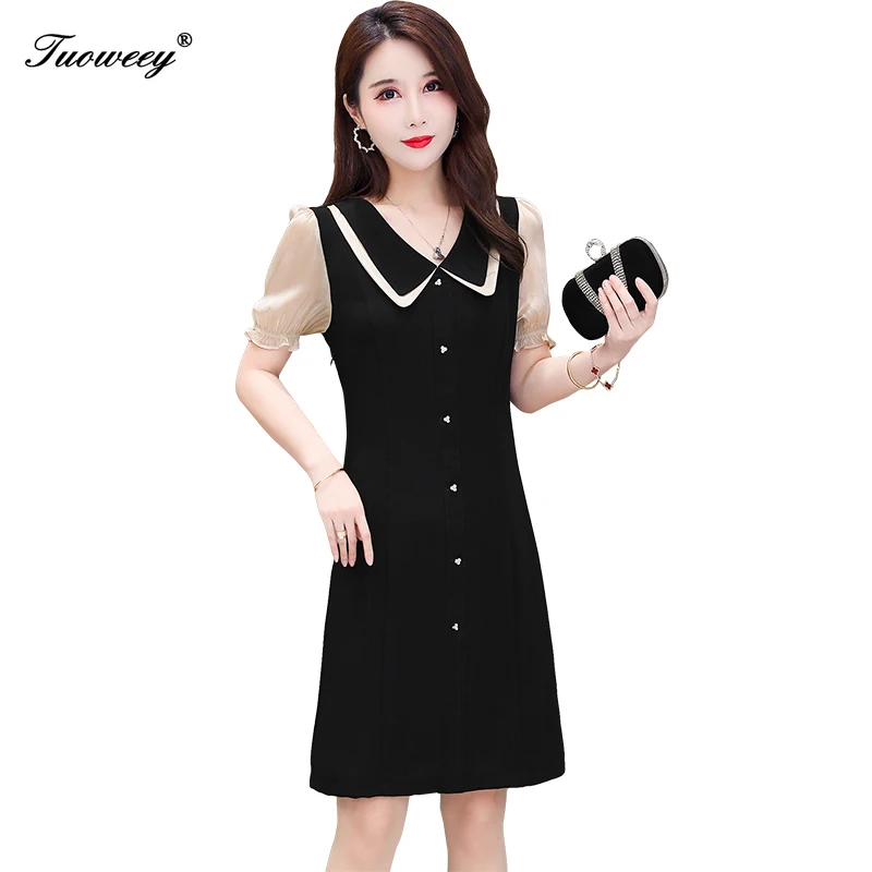 2020 New Summer Black Lace Dress Woman Short Sleeve Turn-down Collar Patchwork Mini Dress Female Runway Design Perspective
2020 New Summer Black Lace Dress Woman Short Sleeve Turn-down Collar Patchwork Mini Dress Female Runway Design Perspective
