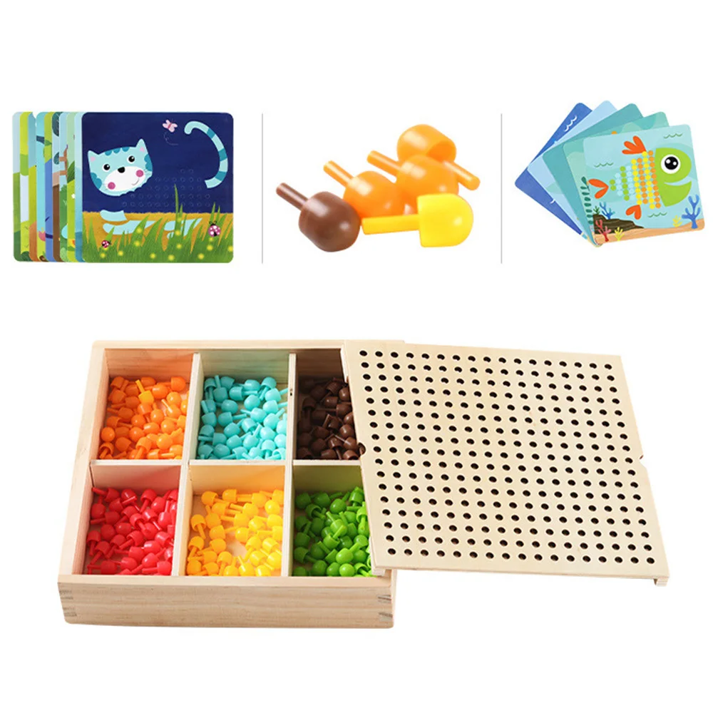 New 240pcs Kids Educational Toys 3D Mushroom Nail Intelligent Puzzle Games With Wood Storage Box Mosaic Peg Board Puzzle DIY
New 240pcs Kids Educational Toys 3D Mushroom Nail Intelligent Puzzle Games With Wood Storage Box Mosaic Peg Board Puzzle DIY