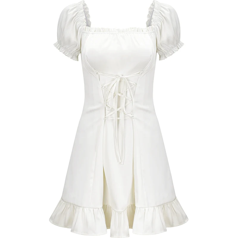 Summer White Elegant Bow Goth Sexy Mini Dress Sleeve Square Collar Lace Up Bodycon Party Dresses Boho Beach Casual Robe Sundress 
Summer White Elegant Bow Goth Sexy Mini Dress Sleeve Square Collar Lace Up Bodycon Party Dresses Boho Beach Casual Robe Sundress
