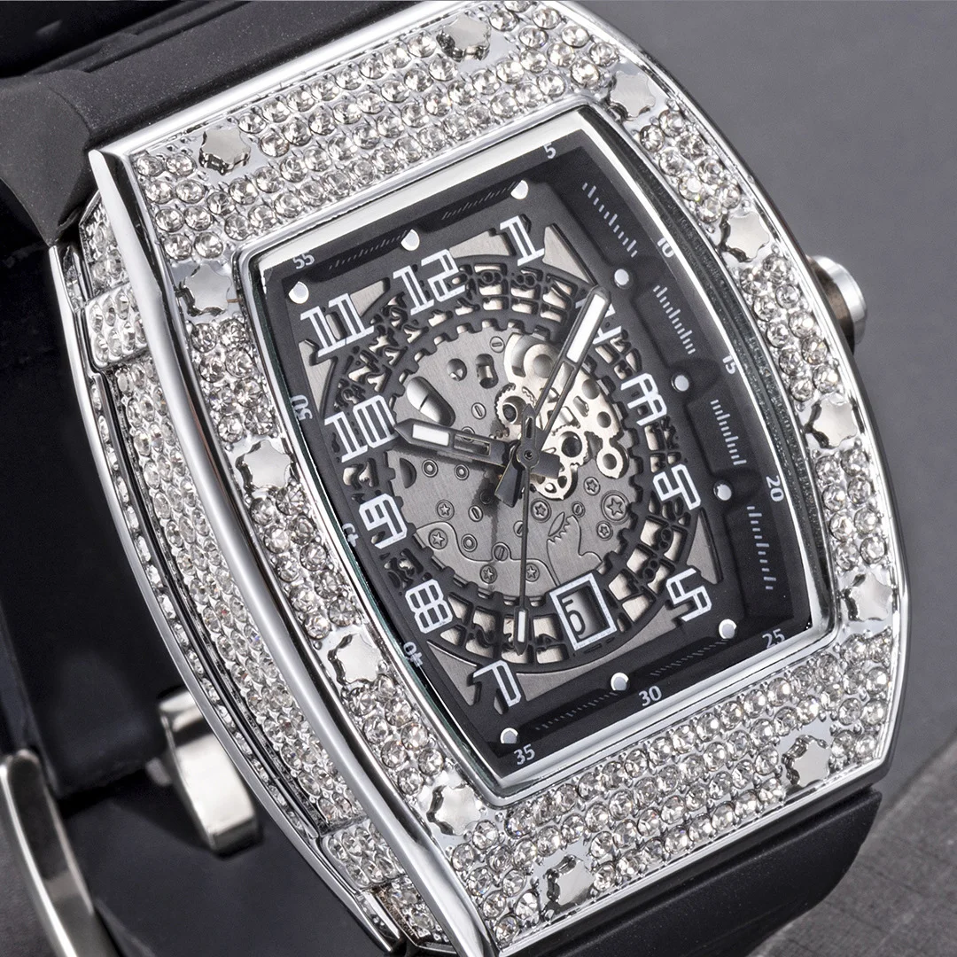 Top Hip Hop Barrel-shaped Quartz Men Watches Gold Diamond Bracelet Royal Japanese AAA Quartz Watch Numbers Luxury Male Clock 
Top Hip Hop Barrel-shaped Quartz Men Watches Gold Diamond Bracelet Royal Japanese AAA Quartz Watch Numbers Luxury Male Clock