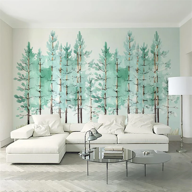 

mural wall papers home decor Custom wallpaper Modern fashion mint green fresh wood Nordic mural tapeta do pokoju