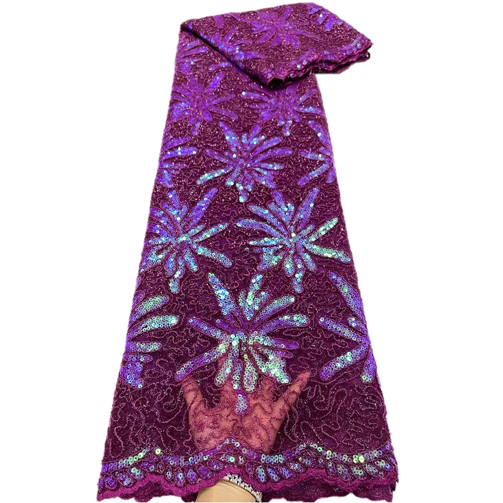 2021 High Quality Nigerian Lace Fabric Embroidery French Big Stones African Lace Fabric Weaving Design Purple Sequin Lace Fabric
2021 High Quality Nigerian Lace Fabric Embroidery French Big Stones African Lace Fabric Weaving Design Purple Sequin Lace Fabric