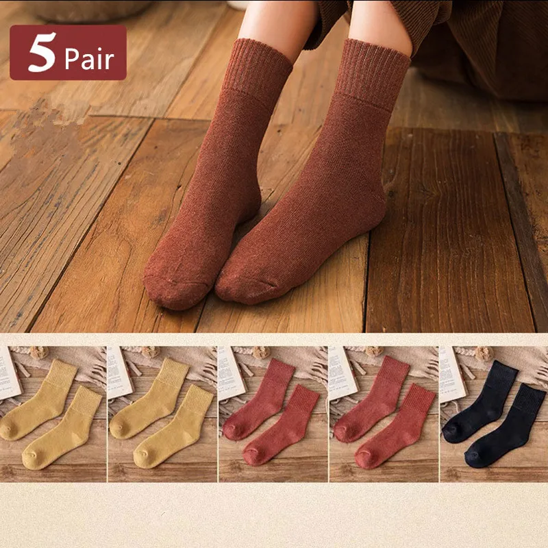 5Pair/Lot Winter women socks Solid color plus thick cotton socks Casual ladies socks Wholesale price Drop shipping
5Pair/Lot Winter women socks Solid color plus thick cotton socks Casual ladies socks Wholesale price Drop shipping