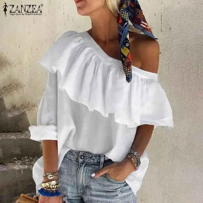 ZANZEA Fashion Off Shoulder Tops Women's Summer Ruffle Blouses 2023 Casual Female Solid Shirt Flounce Blusas Chemise
ZANZEA Fashion Off Shoulder Tops Women's Summer Ruffle Blouses 2023 Casual Female Solid Shirt Flounce Blusas Chemise