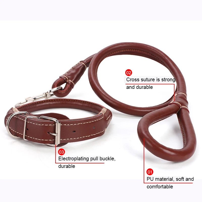 PU Dog Collar and Leash Set for Medium and Large Dogs Dog Training Lead with Electroplating Pull Buckle and Trigger Clips Hook
PU Dog Collar and Leash Set for Medium and Large Dogs Dog Training Lead with Electroplating Pull Buckle and Trigger Clips Hook