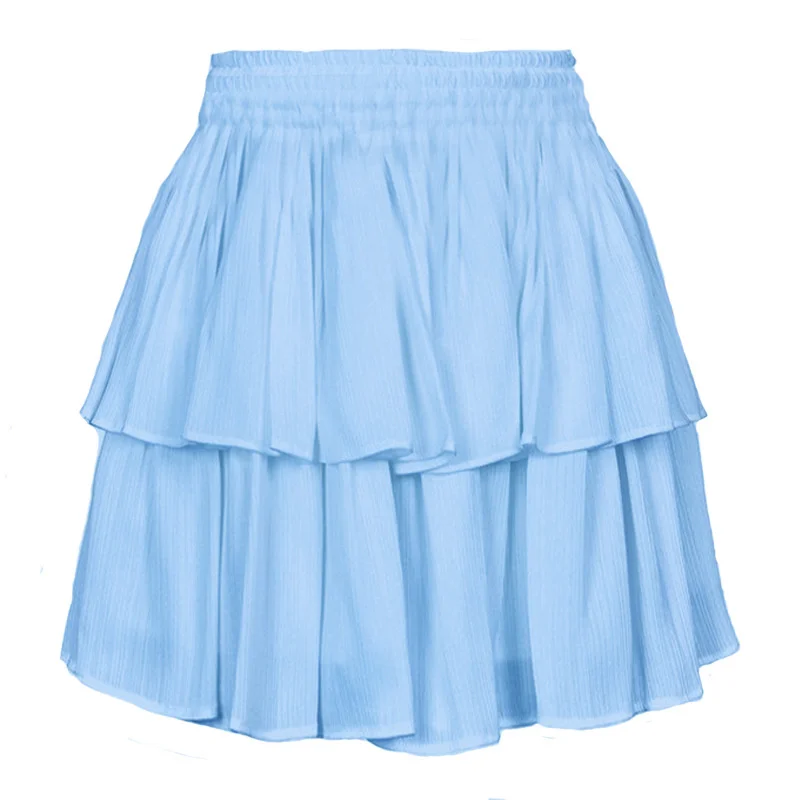 Фото Женская Двухслойная юбка с оборками Повседневная Свободная пляжная короткая из