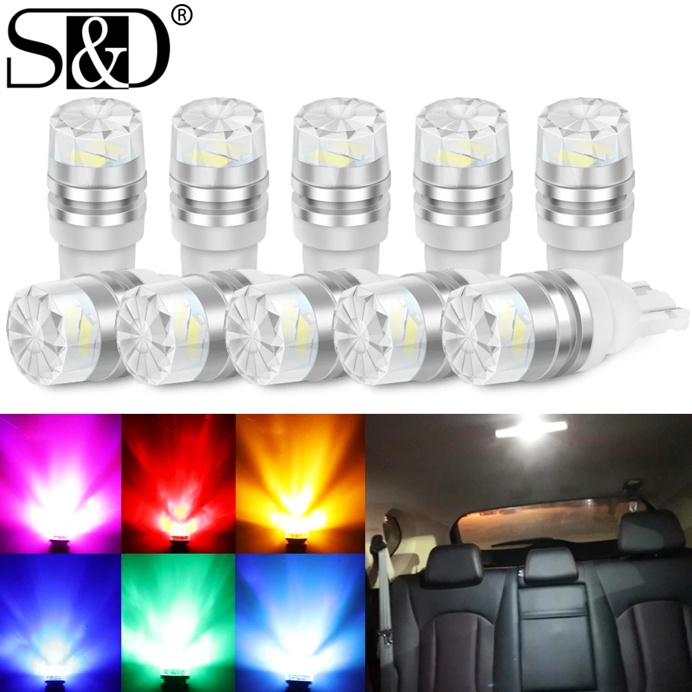 

10Pcs T10 LED W5W LED Bulb 194 168 Led 2SMD 5630 Car Wedge License Plate Lamp Dome Light 3000K 6000K White Green Blue Red