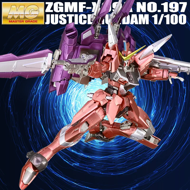 

BANDAI MG 1/100 ZGMF-X09A Metal Coloring Justice Gundam Action Toy Figures Assembly Model Children's Gifts