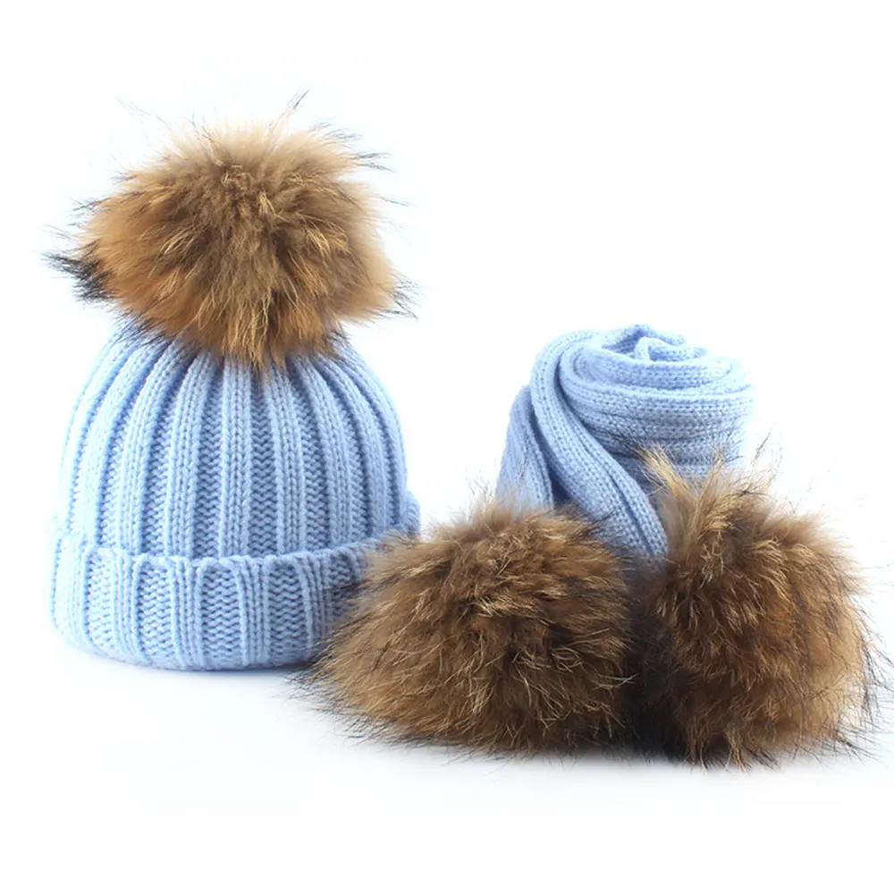 2019 Fashion Winter Knitted Hat Scarf Set Cap Kids Warm Beanie Hat Acrylic Raccoon Hair with Double Fur Pompom Ball for Kids
2019 Fashion Winter Knitted Hat Scarf Set Cap Kids Warm Beanie Hat Acrylic Raccoon Hair with Double Fur Pompom Ball for Kids