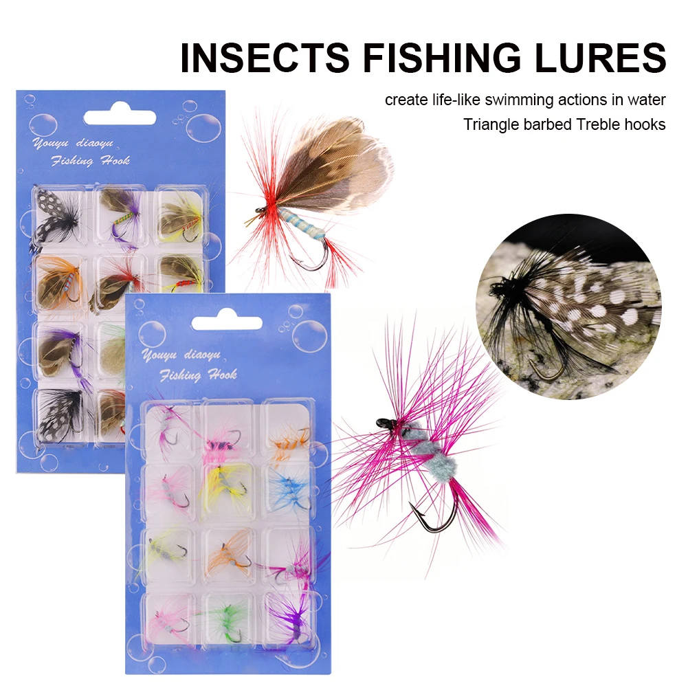 12pcs Fly Fishing Flies Kit Fly Fishing Bass Salmon Trouts For Lake River Pond Fishing Feather Bait Fishing Tackle
12pcs Fly Fishing Flies Kit Fly Fishing Bass Salmon Trouts For Lake River Pond Fishing Feather Bait Fishing Tackle