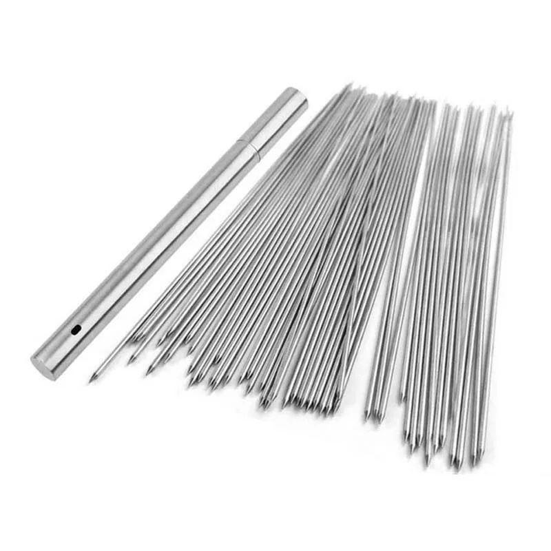 15.7 Inch Barbecue Skewers 50 PCS Stainless Steel BBQ Skewer Needle Sticks With Storage Tube For Outdoor Cooking Tools
15.7 Inch Barbecue Skewers 50 PCS Stainless Steel BBQ Skewer Needle Sticks With Storage Tube For Outdoor Cooking Tools