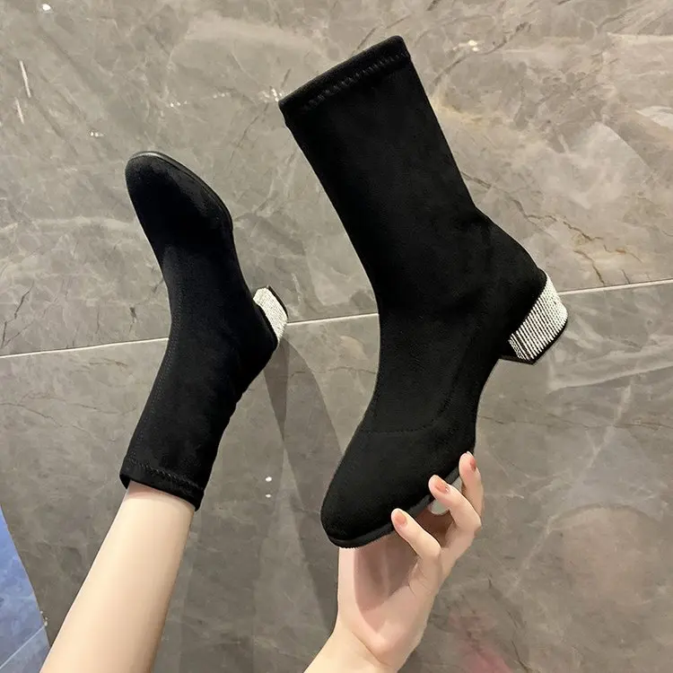 Boots for Women Shoes Femenino Autumn Female British Style Flock Rhinestone Heels Bling Ankle Boots Elegant Lady Boots Feminine
Boots for Women Shoes Femenino Autumn Female British Style Flock Rhinestone Heels Bling Ankle Boots Elegant Lady Boots Feminine