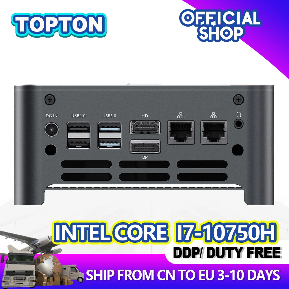 TOPTON 10-го поколения Intel Core i9 10980HK i7 10750H Мини ПК 2 LAN Windows 10/11 * DDR4 игровой компьютер DP HDMI