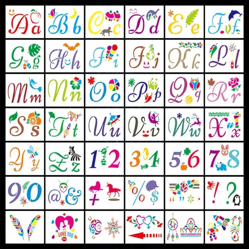42pcs/set Alphabet Number DIY Painting Drawing Stencil Templates Decoration Spraying Art Craft
42pcs/set Alphabet Number DIY Painting Drawing Stencil Templates Decoration Spraying Art Craft