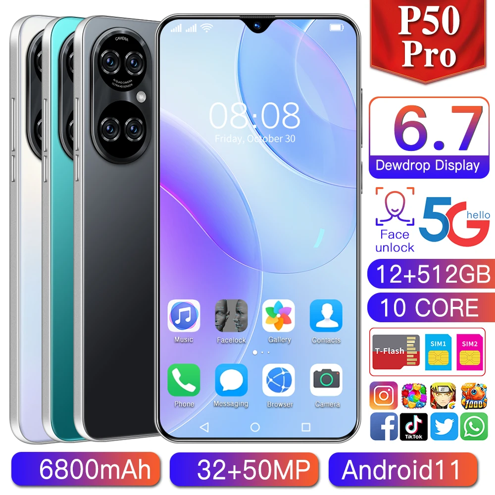 Sansumg Galax Smartphone P50 Pro 16GB+512GB 6.7Inch Full Screen Smartphon 32MP+50MP Camera 6800mAh Global Version Cell Phone
Sansumg Galax Smartphone P50 Pro 16GB+512GB 6.7Inch Full Screen Smartphon 32MP+50MP Camera 6800mAh Global Version Cell Phone