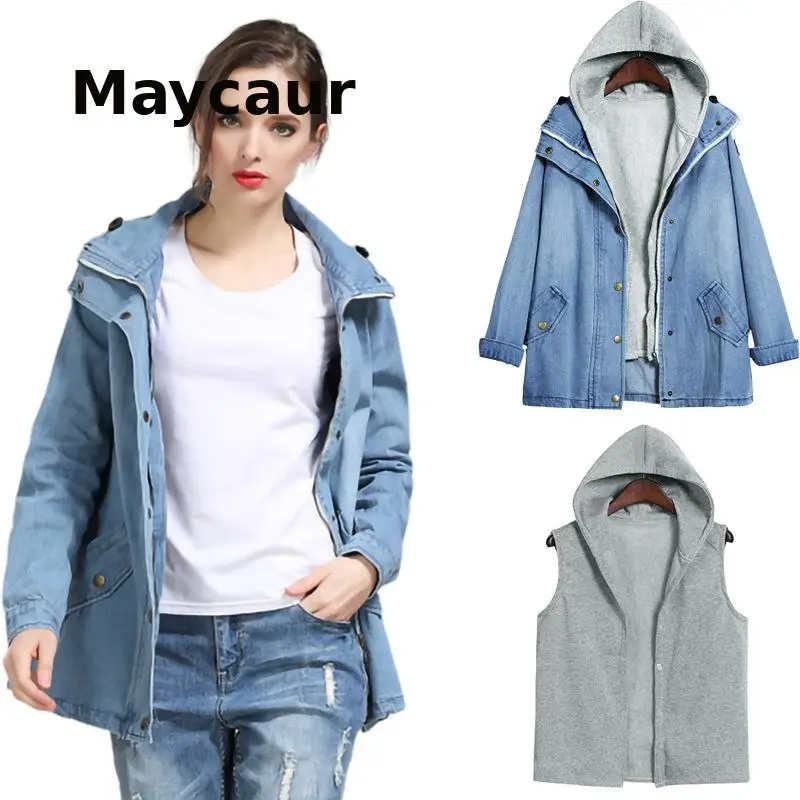 Spring Women Clothes New Female Cowboy Coat Hooded Vest Two-piece Suit Blazer Blanco Mujer Large Size M-7xl
Spring Women Clothes New Female Cowboy Coat Hooded Vest Two-piece Suit Blazer Blanco Mujer Large Size M-7xl