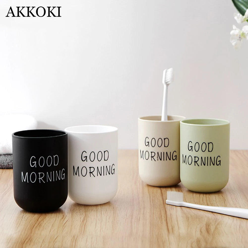 

Simple Letter Plastic Toothbrush Cup Couple Children's Mouthwash Cup Environmentally Friendly Household Bathroom Accessories