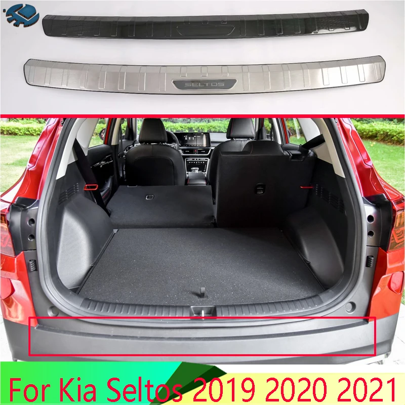 

For Kia Seltos 2019 2020 2021 Stainless steel rear bumper protection window sill outside trunks decorative plate pedal