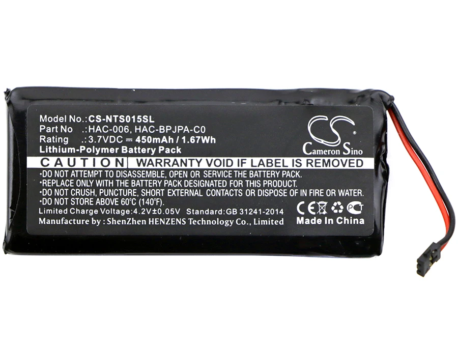 Cameron Sino 450mAh Battery for Nintendo HAC-015,HAC-016,HAC-A-JCL-C0,HAC-A-JCR-C0,Switch Controller,HAC-006,HAC-BPJPA-C0
Cameron Sino 450mAh Battery for Nintendo HAC-015,HAC-016,HAC-A-JCL-C0,HAC-A-JCR-C0,Switch Controller,HAC-006,HAC-BPJPA-C0