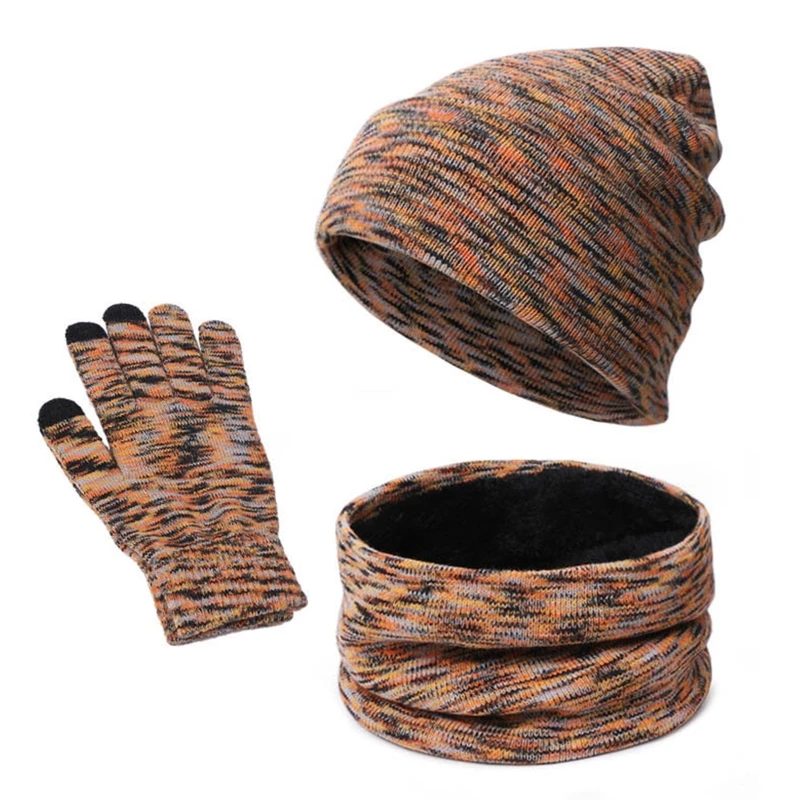 Women Men 3 Pieces Winter Warm Beanie Hat Circle Scarf Touch Screen Gloves Set Colorful Knitted Plush Lined Skull Cap
Women Men 3 Pieces Winter Warm Beanie Hat Circle Scarf Touch Screen Gloves Set Colorful Knitted Plush Lined Skull Cap