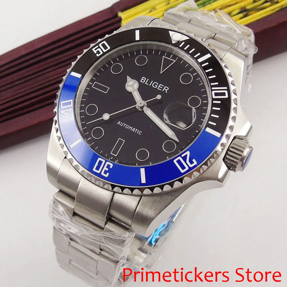 43mm bliger black dial date ceramic bezel sapphire glass automatic mens watch black blue bezel
43mm bliger black dial date ceramic bezel sapphire glass automatic mens watch black blue bezel
