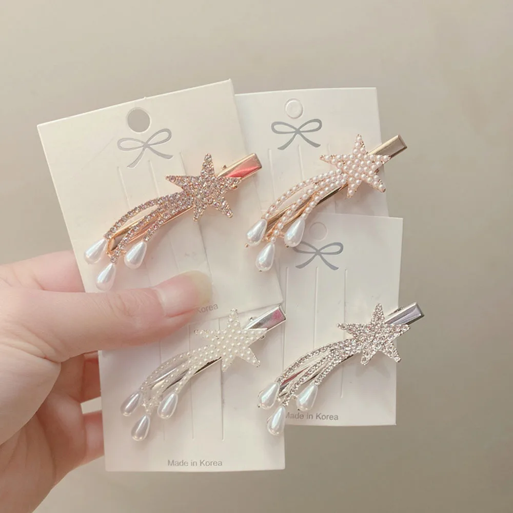 Pearl Tassel Star Hairpin Side Clip Rhinestone Bangs Hair Accessories Duckbill Clip 2021 Leaf Shape Korean Hairpin Wholesale
Pearl Tassel Star Hairpin Side Clip Rhinestone Bangs Hair Accessories Duckbill Clip 2021 Leaf Shape Korean Hairpin Wholesale