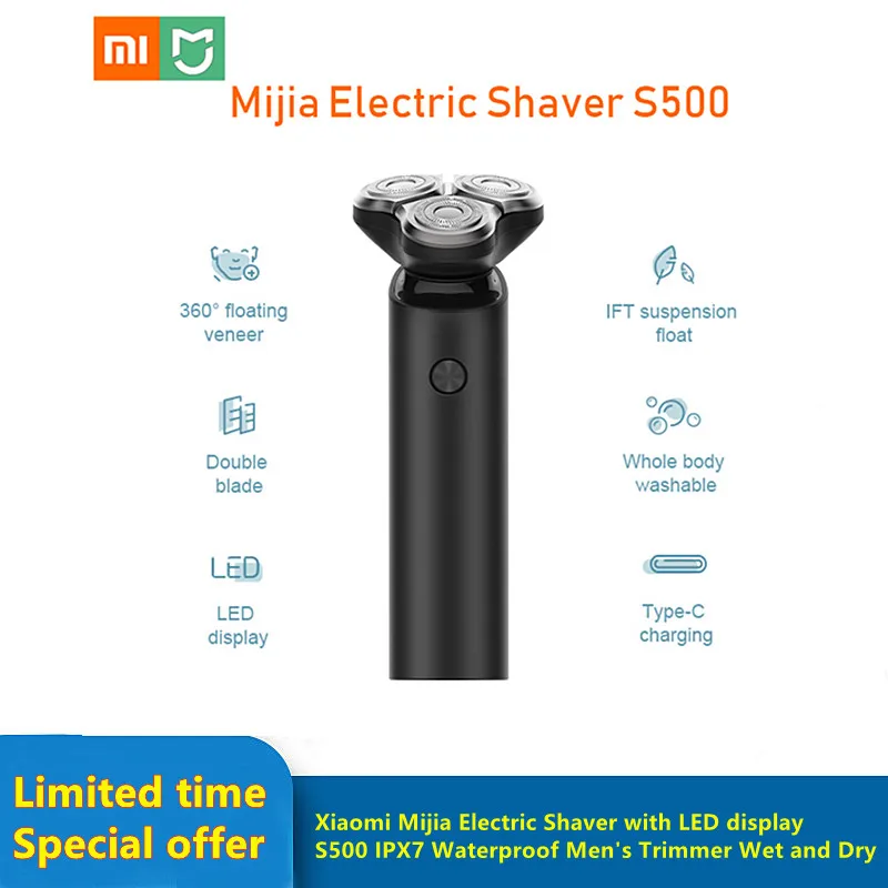 Xiaomi Mijia Electric Shaver S500 IPX7 Waterproof Wet and Dry Men's Shaver Easy to Carry Trim Cleaner Advanced LED Display
Xiaomi Mijia Electric Shaver S500 IPX7 Waterproof Wet and Dry Men's Shaver Easy to Carry Trim Cleaner Advanced LED Display