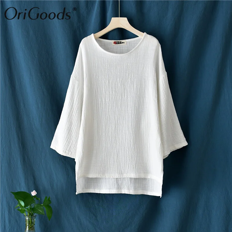 OriGoods Women Blouse Chinese style O-neck Batwing Long Sleeve Blouse Solid Cotton 2020 New Summer Blouse Vintage Tops B297
OriGoods Women Blouse Chinese style O-neck Batwing Long Sleeve Blouse Solid Cotton 2020 New Summer Blouse Vintage Tops B297