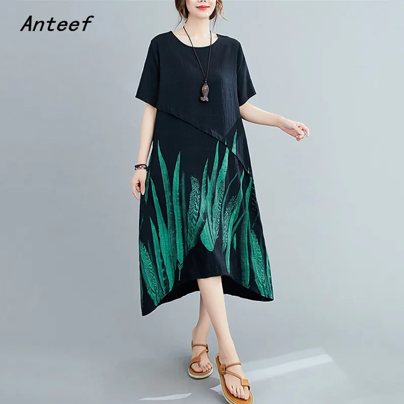 short sleeve black cotton vintage floral dresses for women casual loose long summer dress elegant clothes 2021
short sleeve black cotton vintage floral dresses for women casual loose long summer dress elegant clothes 2021