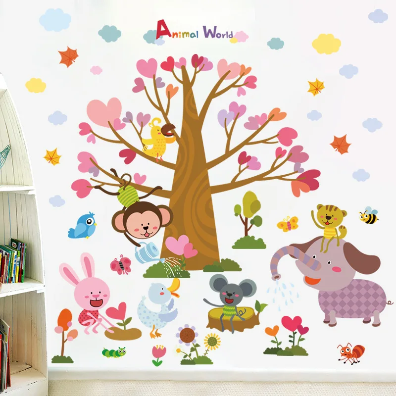 Cartoon monkey elephant small animal tree planting wall sticker children's room bedroom background decoration sticker
Cartoon monkey elephant small animal tree planting wall sticker children's room bedroom background decoration sticker