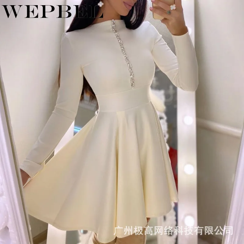 WEPBEL Women's Casual High Waist V-neck Chain Dress Spring Autumn Fashion Long Sleeve Slim Solid Color Stitching Ruffle Dress
WEPBEL Women's Casual High Waist V-neck Chain Dress Spring Autumn Fashion Long Sleeve Slim Solid Color Stitching Ruffle Dress