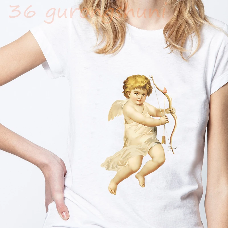 Фото Футболка женская с принтом ангела топ рисунком винтажная рубашка в стиле фильма