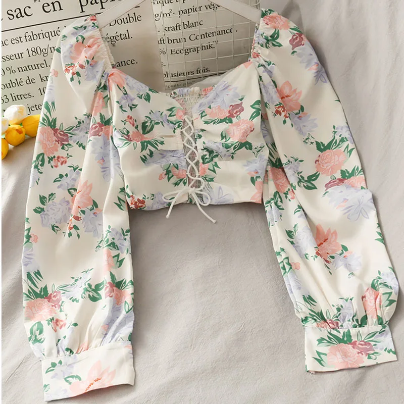 Women Retro Court Square Collar Stretch Slim Long Bubble Sleeve Short Crop Tops Lady Sweet Printed Blouse Shirts
Women Retro Court Square Collar Stretch Slim Long Bubble Sleeve Short Crop Tops Lady Sweet Printed Blouse Shirts