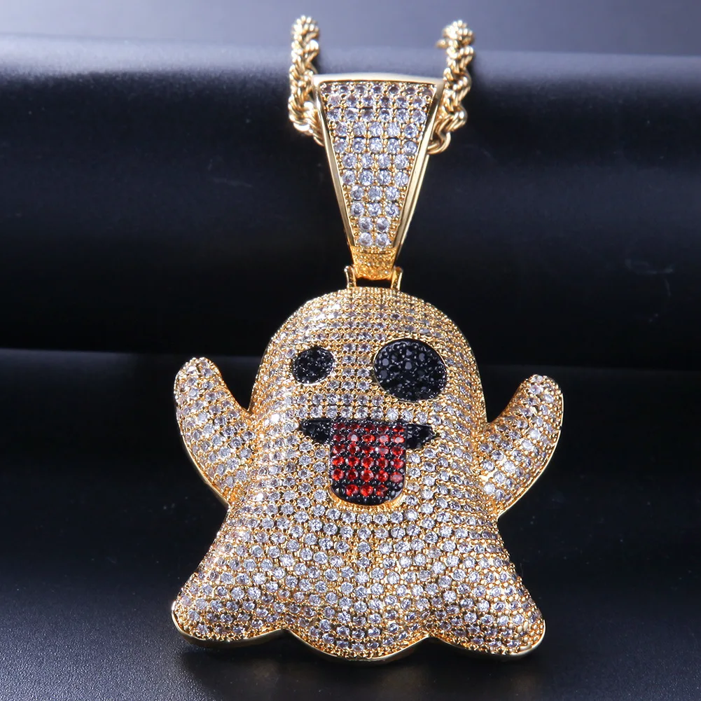 New Iced Out Ghost of Grimace Necklace Pendant Cuban Link Chain Gold Color Bling Cubic Zircon Men's Hip Hop Jewelry for Gift
New Iced Out Ghost of Grimace Necklace Pendant Cuban Link Chain Gold Color Bling Cubic Zircon Men's Hip Hop Jewelry for Gift