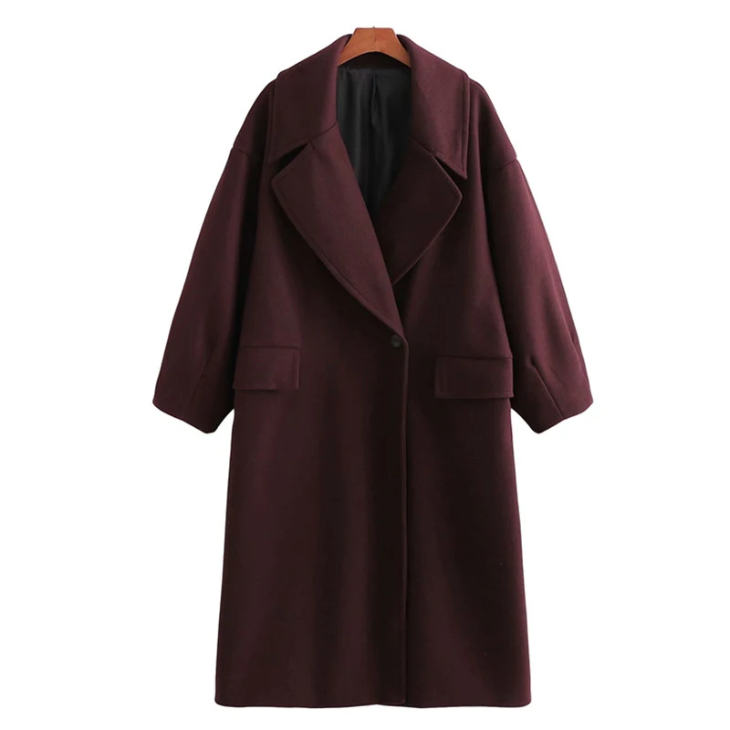 Loose Woolen Coat Casual Woman Burgundy Fashion Ladies Autumn Oversized Pocket Outerwear Female Elegant Warm Jackets
Loose Woolen Coat Casual Woman Burgundy Fashion Ladies Autumn Oversized Pocket Outerwear Female Elegant Warm Jackets