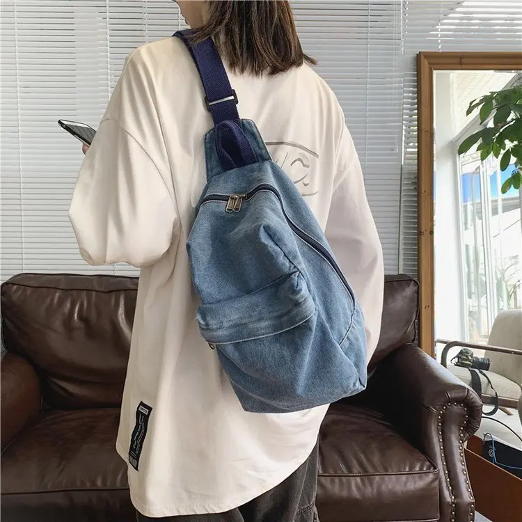 Korean Vintage Style Denim Bag For Women&Men Unisex Crossbody Bag Casual Shoulder Bag Sling Backpack Chest Bag Bolso Hombro
Korean Vintage Style Denim Bag For Women&Men Unisex Crossbody Bag Casual Shoulder Bag Sling Backpack Chest Bag Bolso Hombro