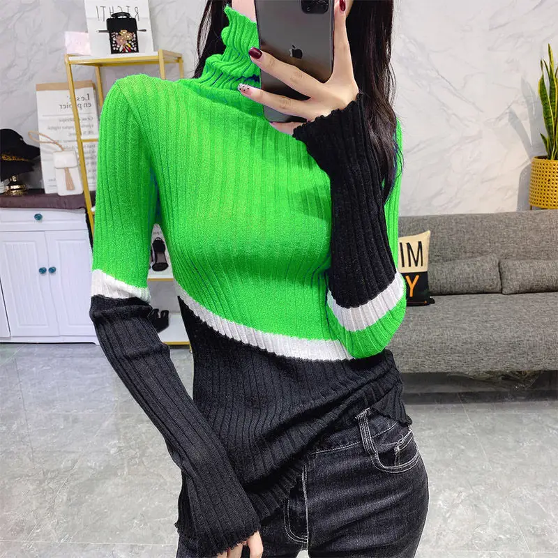 2021 winter new women's turtleneck sweater western style color matching knitted bottoming shirt ladies top
2021 winter new women's turtleneck sweater western style color matching knitted bottoming shirt ladies top