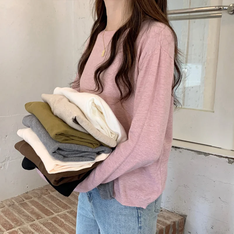 Short Solid Color Long-sleeved Sweater Women's Spring and Autumn Thin Loose Pullover Lazy Inner Bottoming Shirt Early Autumn
Short Solid Color Long-sleeved Sweater Women's Spring and Autumn Thin Loose Pullover Lazy Inner Bottoming Shirt Early Autumn