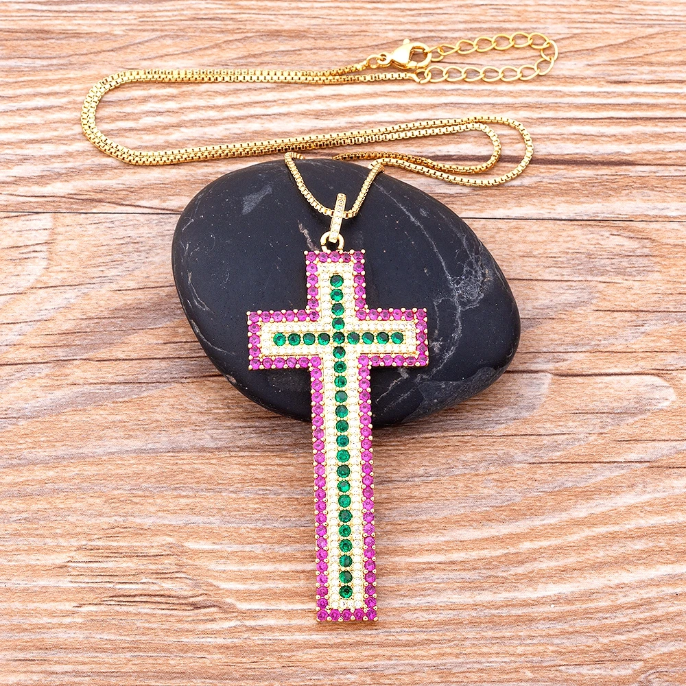 Nidin New Fashion Pink / White Color Cross Crystal Pendant Chain Necklace AAA Shiny Cubic Zirconia Choker Charm Jewelry Gifts
Nidin New Fashion Pink / White Color Cross Crystal Pendant Chain Necklace AAA Shiny Cubic Zirconia Choker Charm Jewelry Gifts