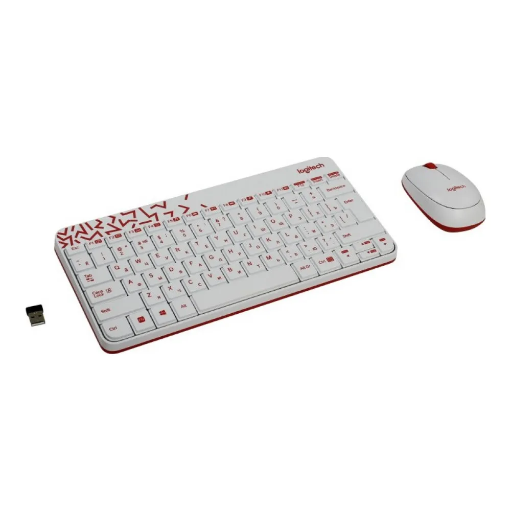 Комплект Logitech Combo MK 240 Nano White-red (920-008212) | Компьютеры и офис