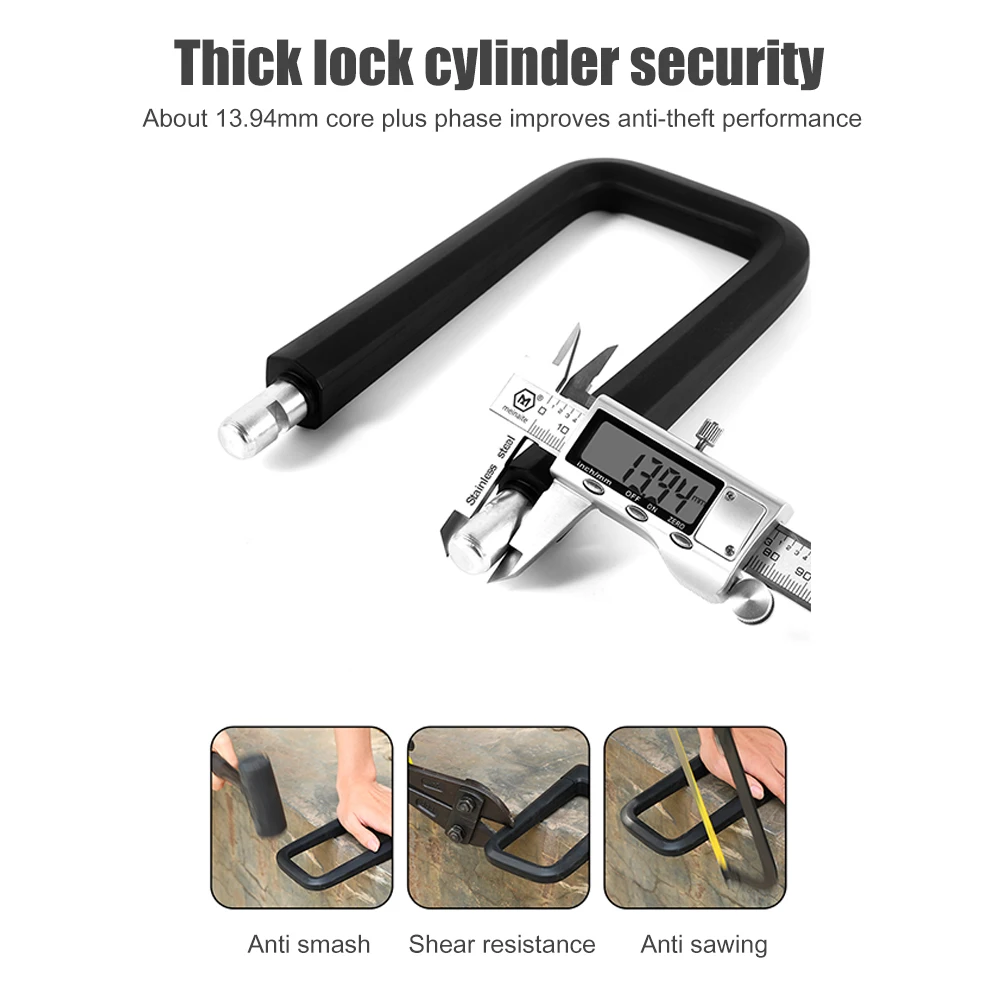 2021 Bike U Lock Safety Waterproof Bicycle Motorcycle Padlock Bike Lock Combination Anti-Theft Accessories with 2 Keys
2021 Bike U Lock Safety Waterproof Bicycle Motorcycle Padlock Bike Lock Combination Anti-Theft Accessories with 2 Keys