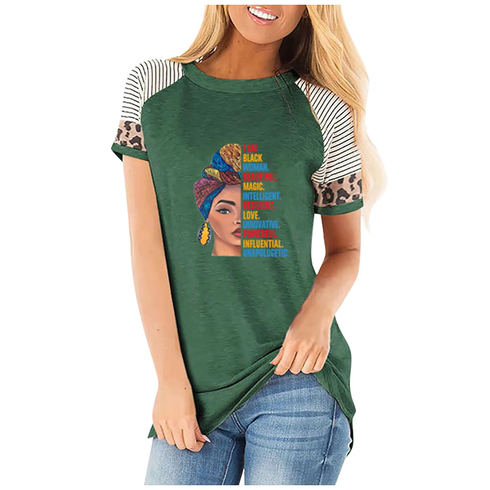 2021 Women Summer T Shirt Black Women Print Patchwork O Neck Short Sleeve Women's T-shirt African Black Girl History Shirts Tees
2021 Women Summer T Shirt Black Women Print Patchwork O Neck Short Sleeve Women's T-shirt African Black Girl History Shirts Tees