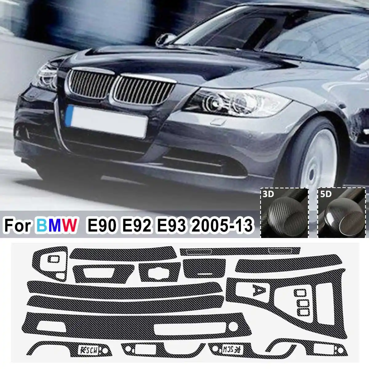 Glossy/ Matte Carbon Fiber Pattern Interior Sticker Set Vinyl Decal Trim For BMW E90 E92 E93 2005-2013 RHD Only 
Glossy/ Matte Carbon Fiber Pattern Interior Sticker Set Vinyl Decal Trim For BMW E90 E92 E93 2005-2013 RHD Only