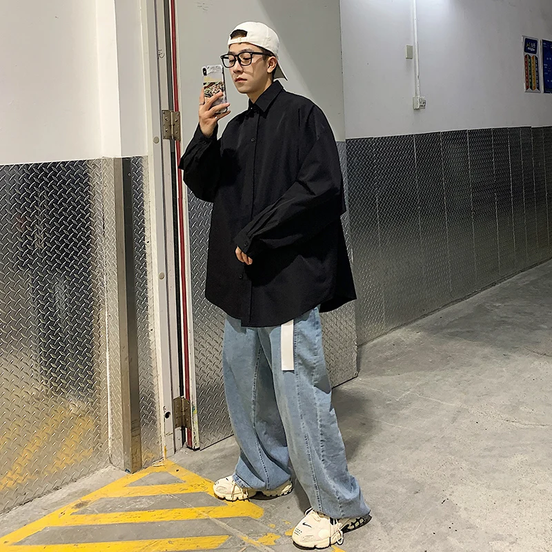 Shirt Korean Autumn New Korean Fashion Men's White Shirt Casual Long Sleeved Shirts Black Loose Social Button Shirt
Shirt Korean Autumn New Korean Fashion Men's White Shirt Casual Long Sleeved Shirts Black Loose Social Button Shirt