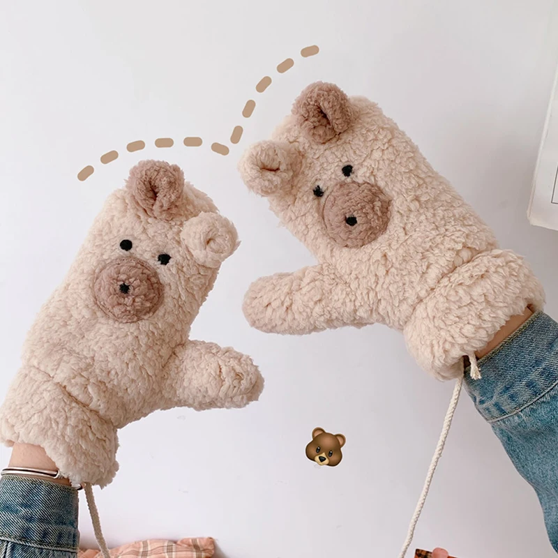 Cartoon Bear Cute Ears Hanging Neck Glove Women's Girls Winter Kawaii Cute Thick Riding Mittens Outdoor Keep Warm
Cartoon Bear Cute Ears Hanging Neck Glove Women's Girls Winter Kawaii Cute Thick Riding Mittens Outdoor Keep Warm