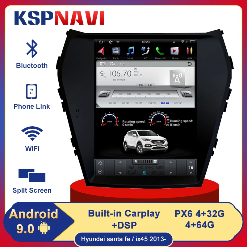 10,4 дюймовый встроенный DSP вертикальный экран Android 9,0 для Hyundai santa fe / ix45 2013-плеер Carplay Android авто
10,4 дюймовый встроенный DSP вертикальный экран Android 9,0 для Hyundai santa fe / ix45 2013-плеер Carplay Android авто