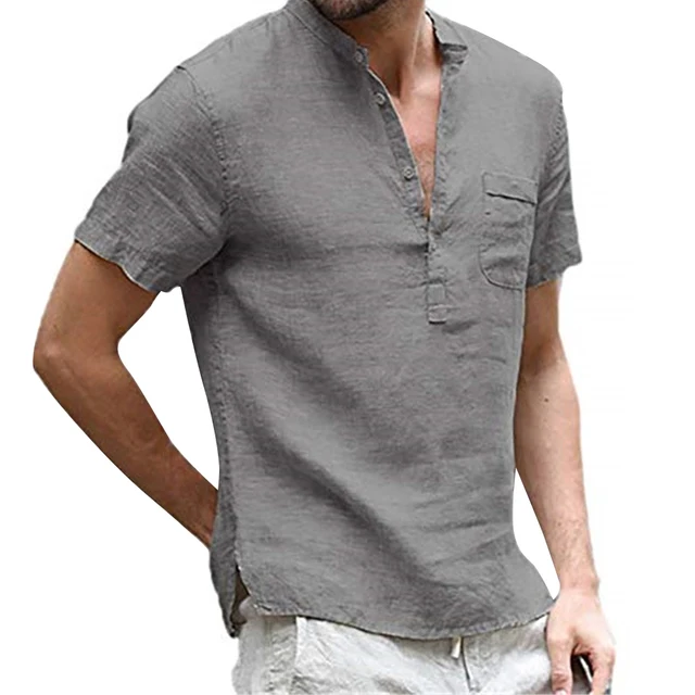 Men's Cotton Linen Henry Shirt-Casual Short Button Beach T-Shirt Pure Color Cotton Linen
Men's Cotton Linen Henry Shirt-Casual Short Button Beach T-Shirt Pure Color Cotton Linen