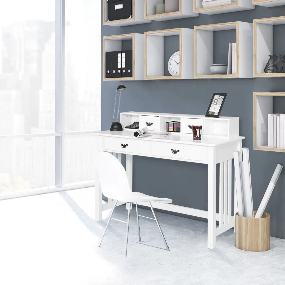 Costway Writing Desk Mission White Home Office Computer Desk 4 Drawer White
Costway Writing Desk Mission White Home Office Computer Desk 4 Drawer White