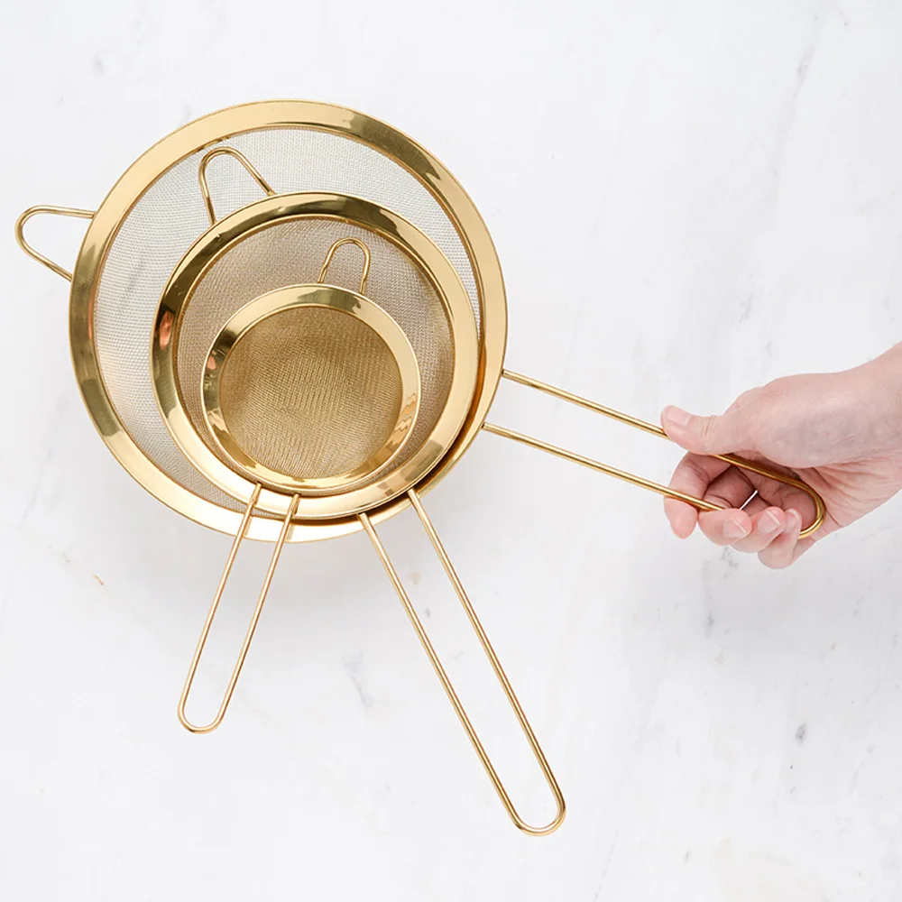 Brightgold Stainless Steel Gold Mesh Separate Oil Strainer Flour Sifter Sieve Colanders Flour Coffee Mesh Filter Kitchen Bakware
Brightgold Stainless Steel Gold Mesh Separate Oil Strainer Flour Sifter Sieve Colanders Flour Coffee Mesh Filter Kitchen Bakware